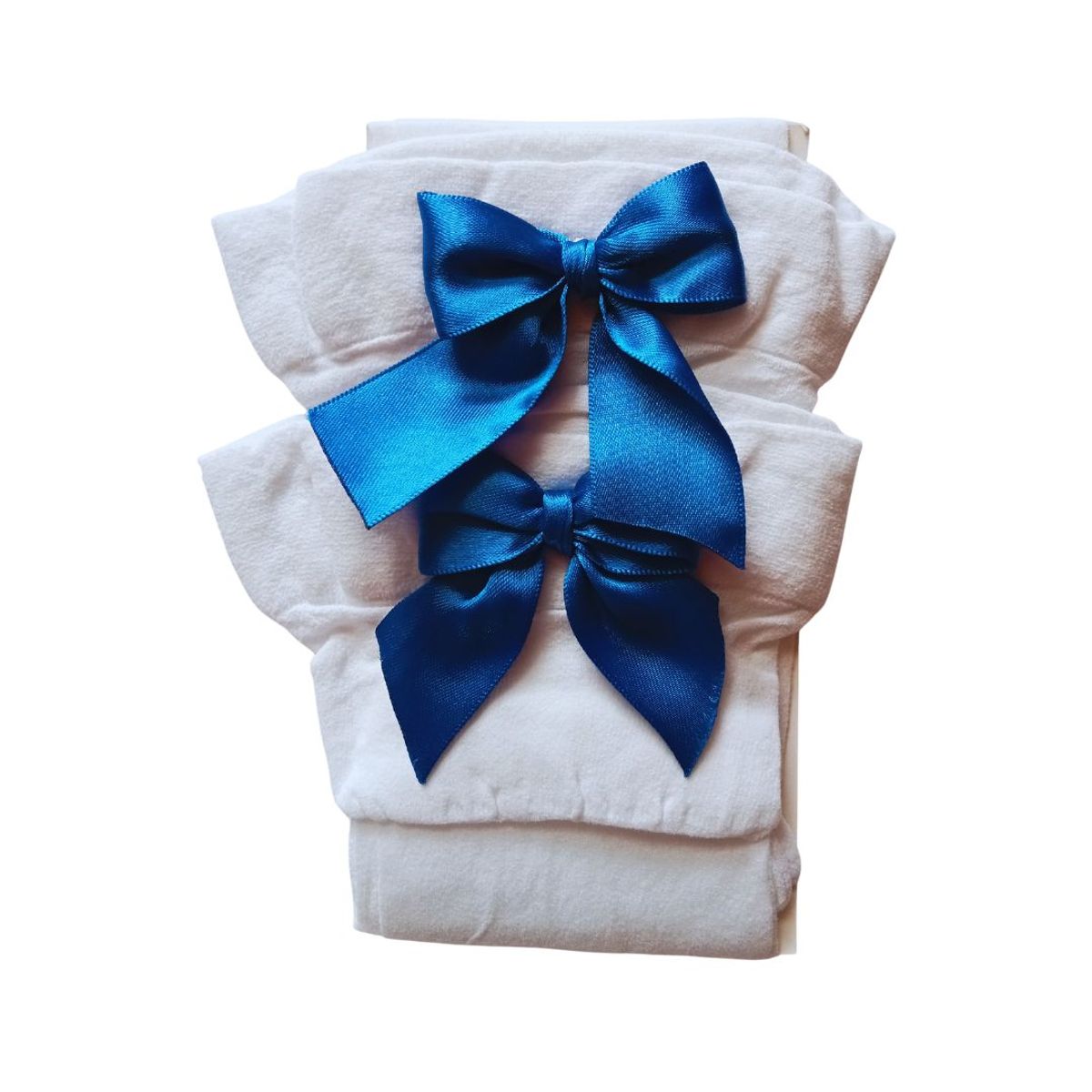 GENERICO - Medias veladas para liguero Blanca moño Azul disfraz