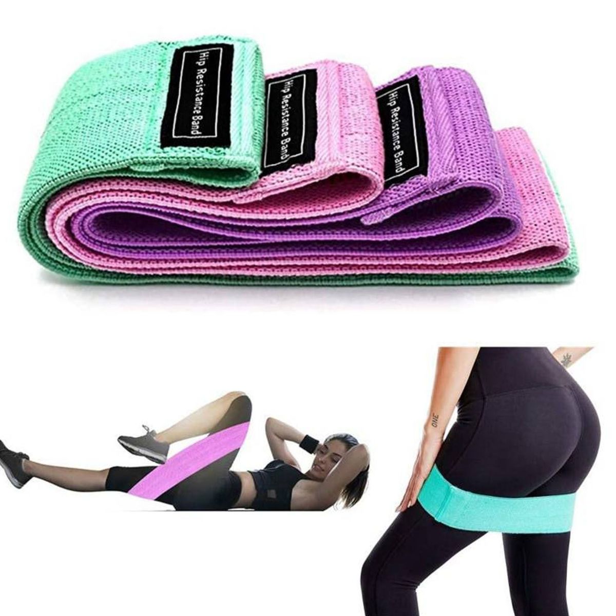 ONE PIXEL - Bandas Resistencia Cadera Algodón Fitness Gluteos Piernas