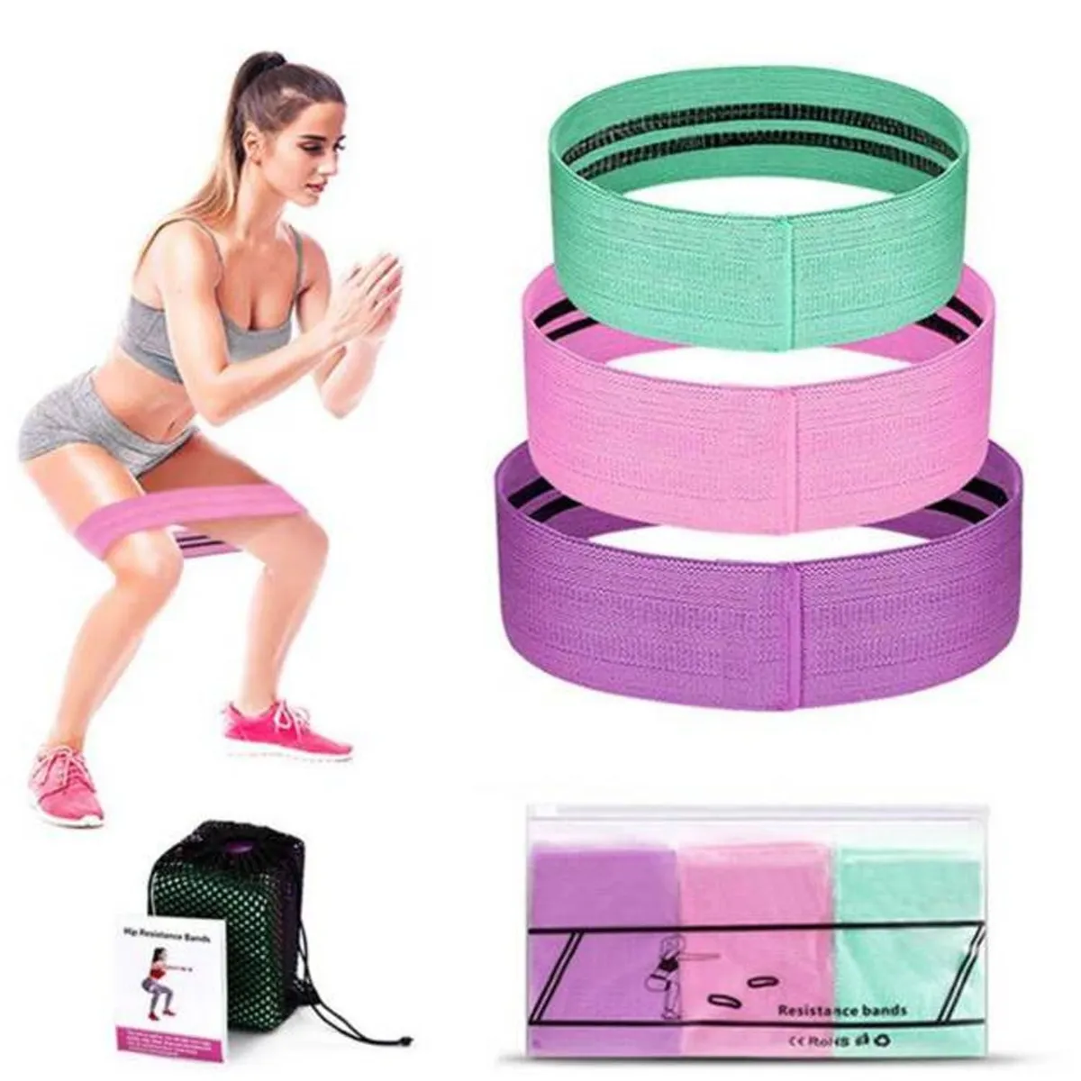 ONE PIXEL - Bandas Resistencia Cadera Algodón Fitness Gluteos Piernas