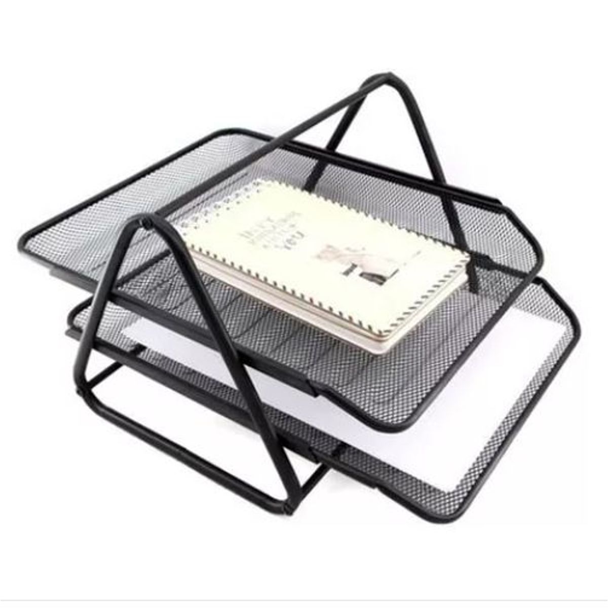 POINTER - Bandeja Organizadora Metálica Malla X 2 Puestos En Negro