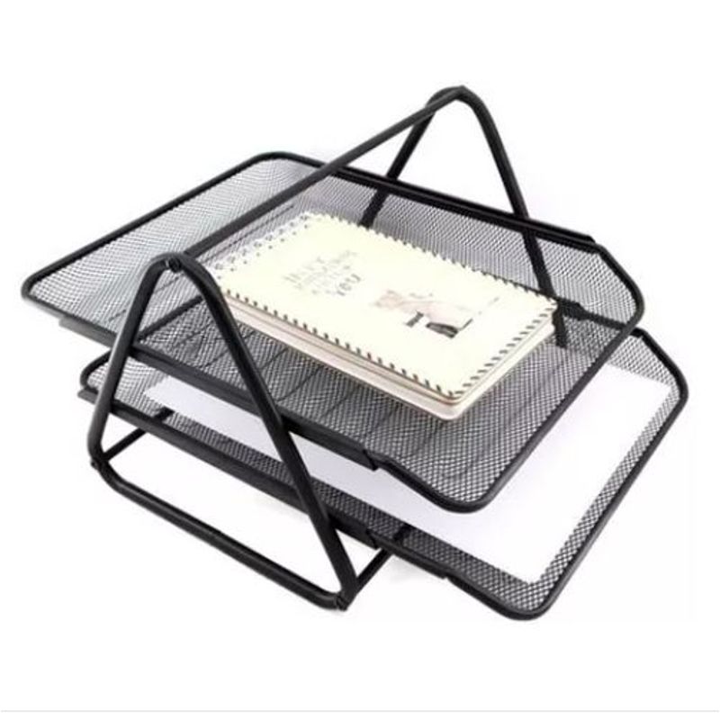 POINTER - Bandeja Organizadora Metálica Malla X 2 Puestos En Negro