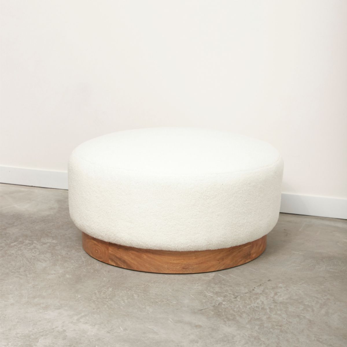 ENMADERA - Puff Vichy Color Crudo con Base En Madera