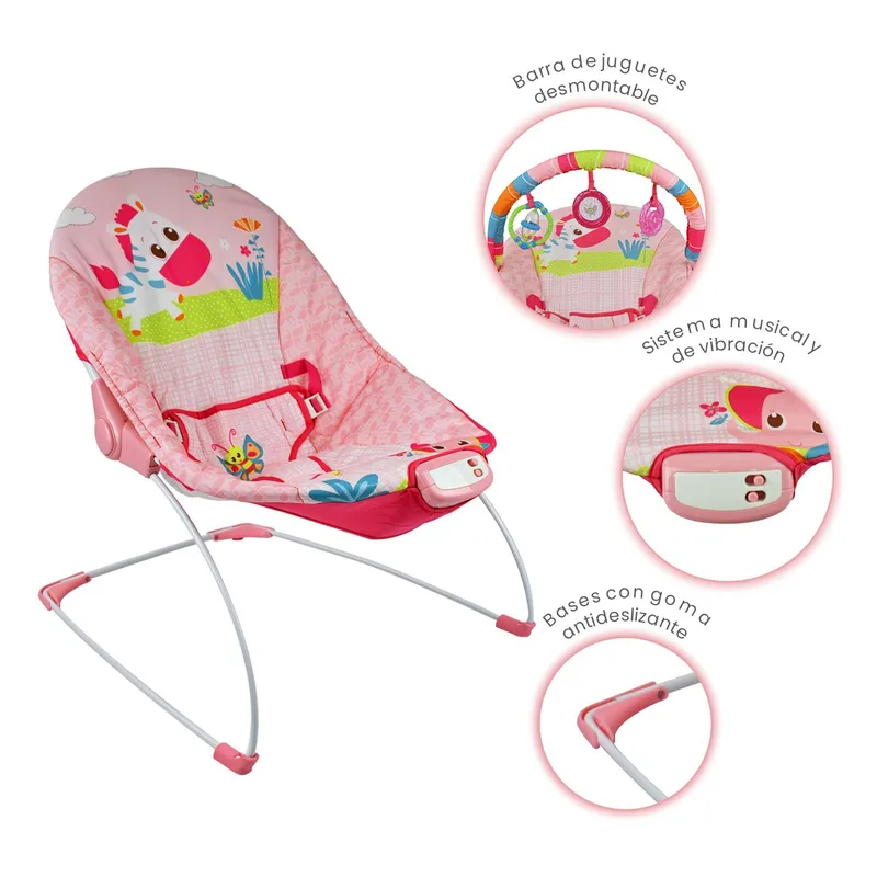 PRIORI - Bouncer Vibrador Anti-reflujo Musical Priori Rosa