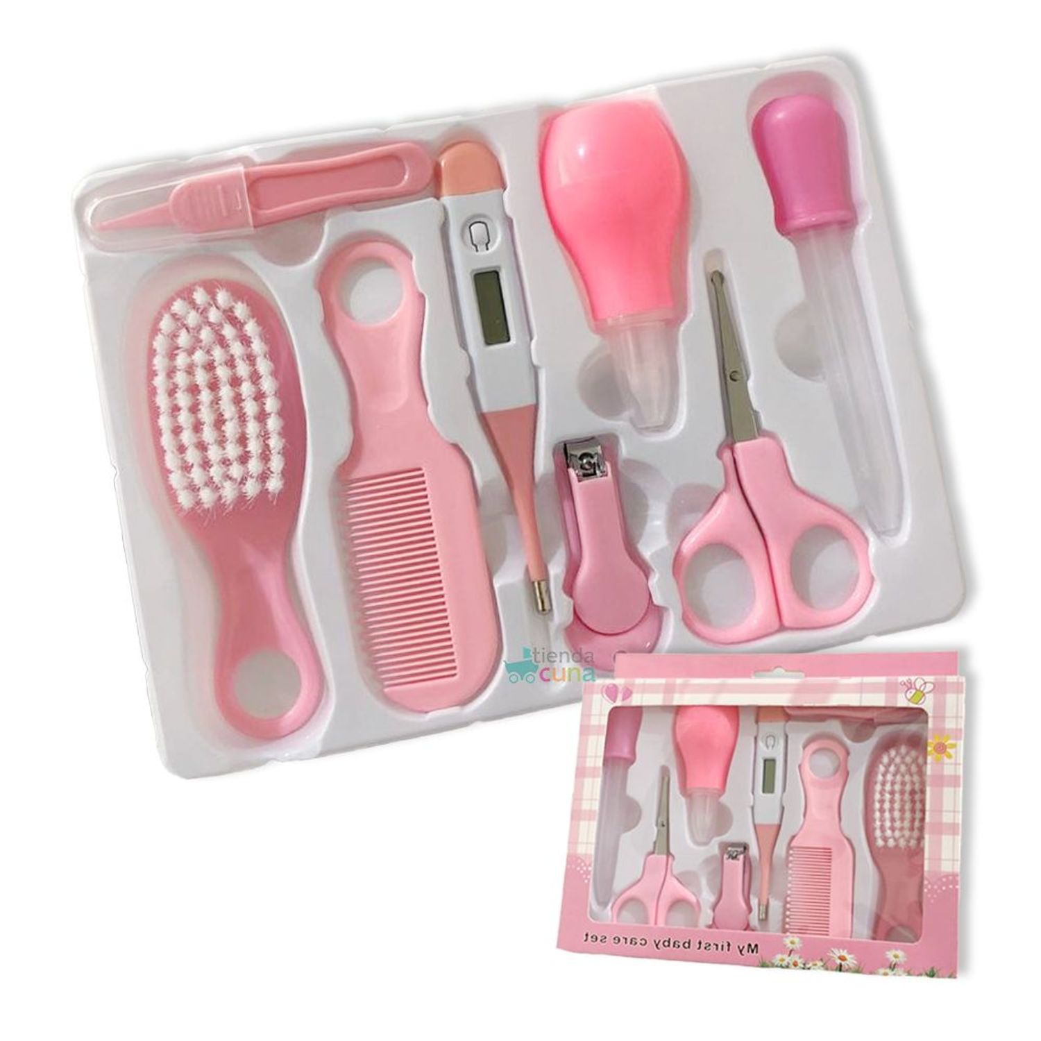 Kit set cuidado aseo uñas cepillo peine bebe pcs rosado GENERICO