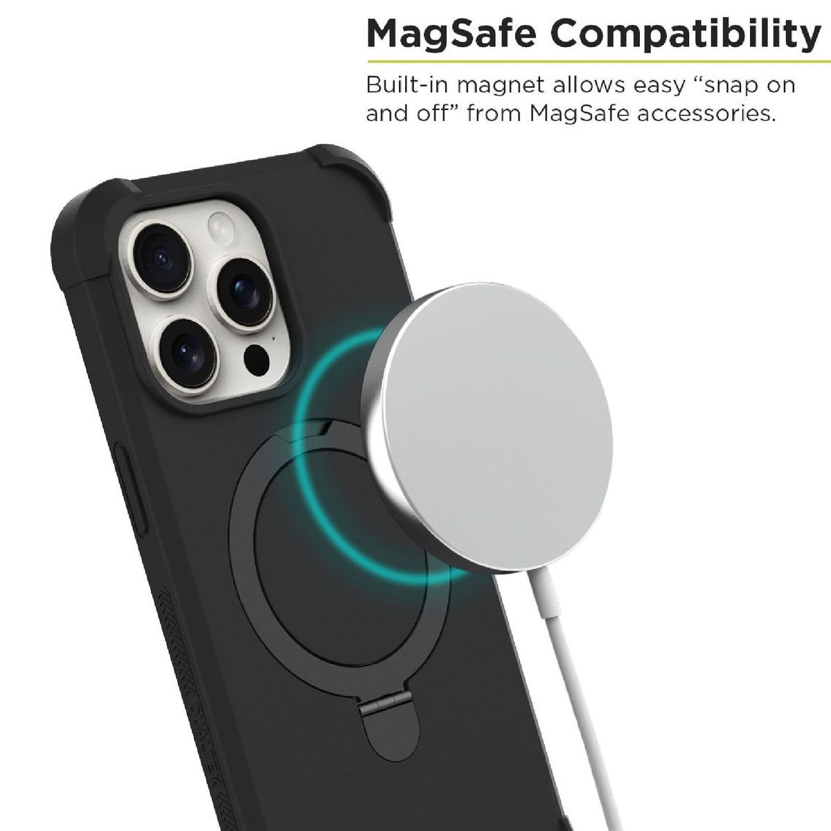 PURE GEAR - Estuche Compatible con ¡Phone 15 Pro Max Dualtek Kik Magsafe Negro