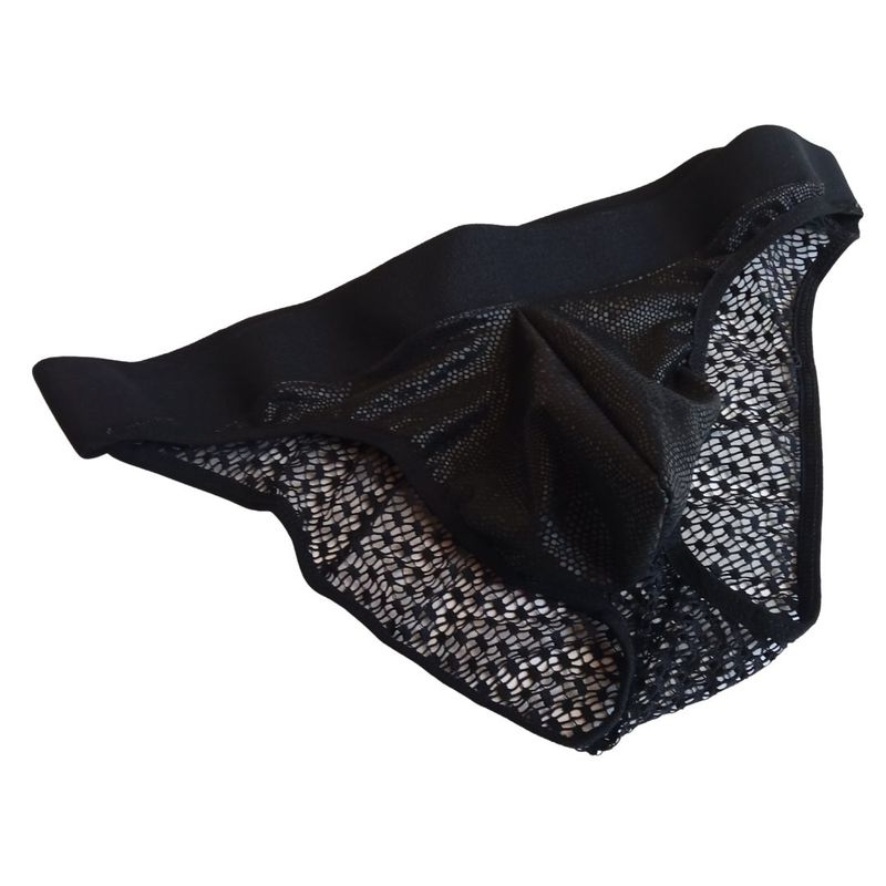 GENERICO - Tanga negra para hombre con transparencia atrás talla única
