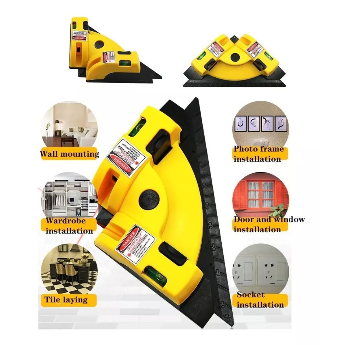 GENERICO - Escuadra Laser 90 Grados Nivel Angulo Recto Enchape Puertas