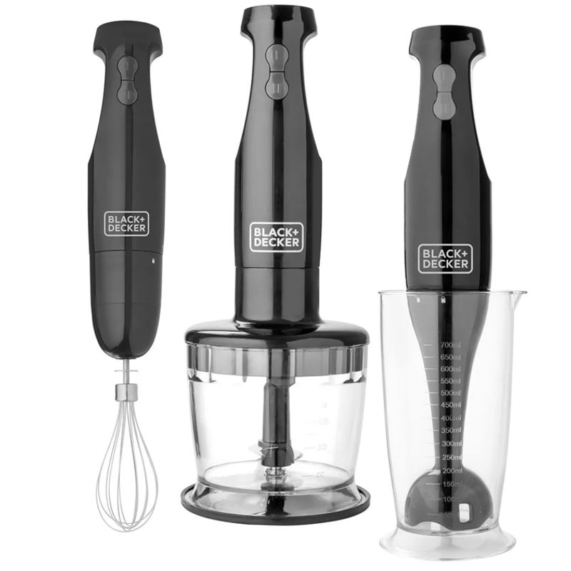 BLACK+DECKER - Batidora Inmersión 3 en 1 Black+Decker Mezcla, Bate y Tritura HB2800B