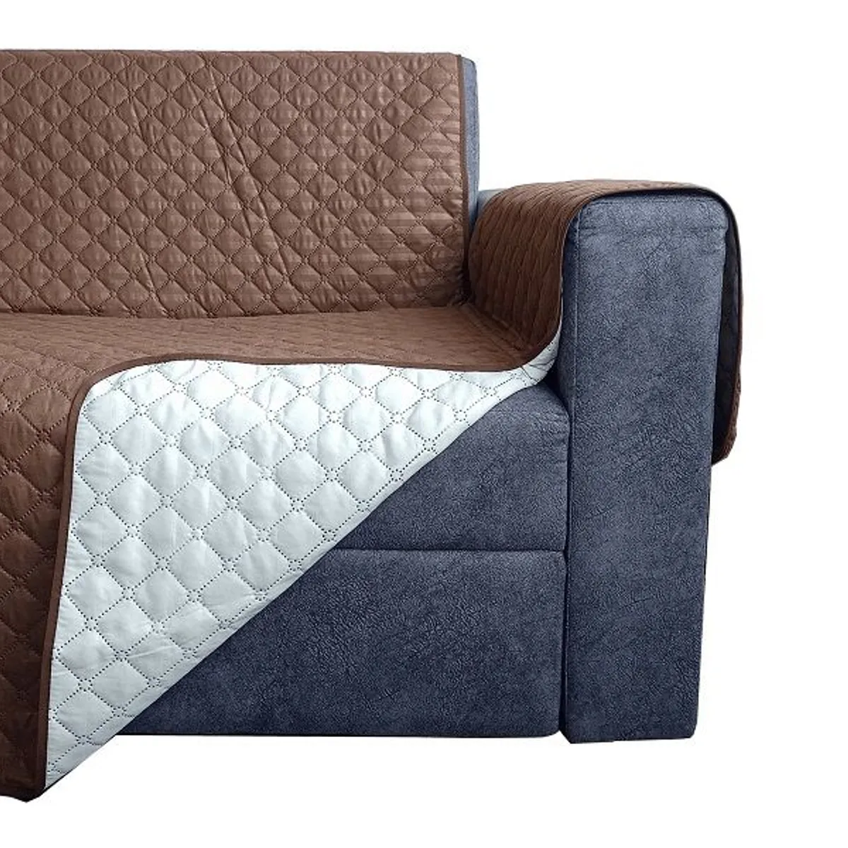 GENERICO - PROTECTOR SOFA FORRO FUNDA DOBLE FAZ  3 PUESTOS CAFE / BEIGE
