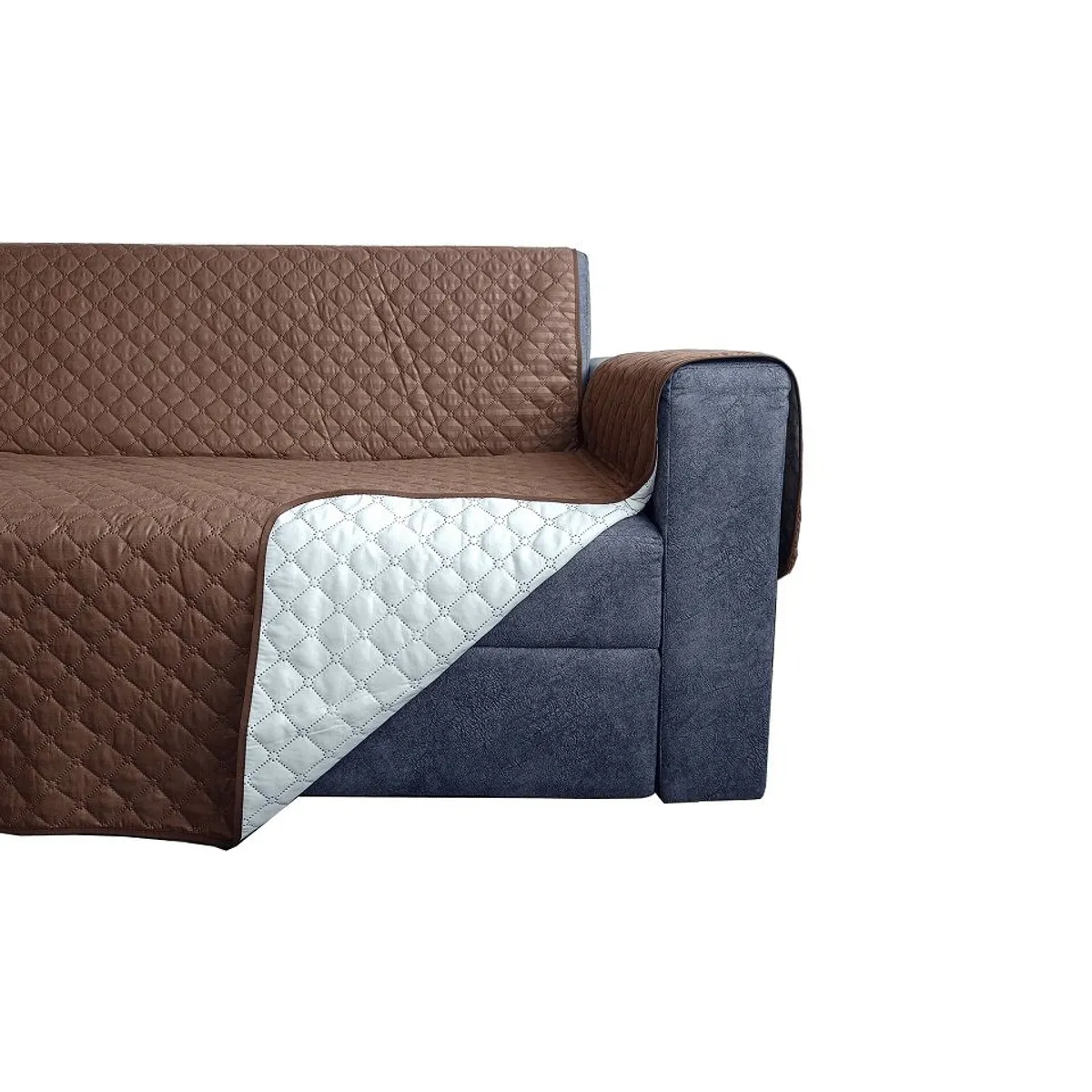 GENERICO - PROTECTOR SOFA FORRO FUNDA DOBLE FAZ  3 PUESTOS CAFE / BEIGE