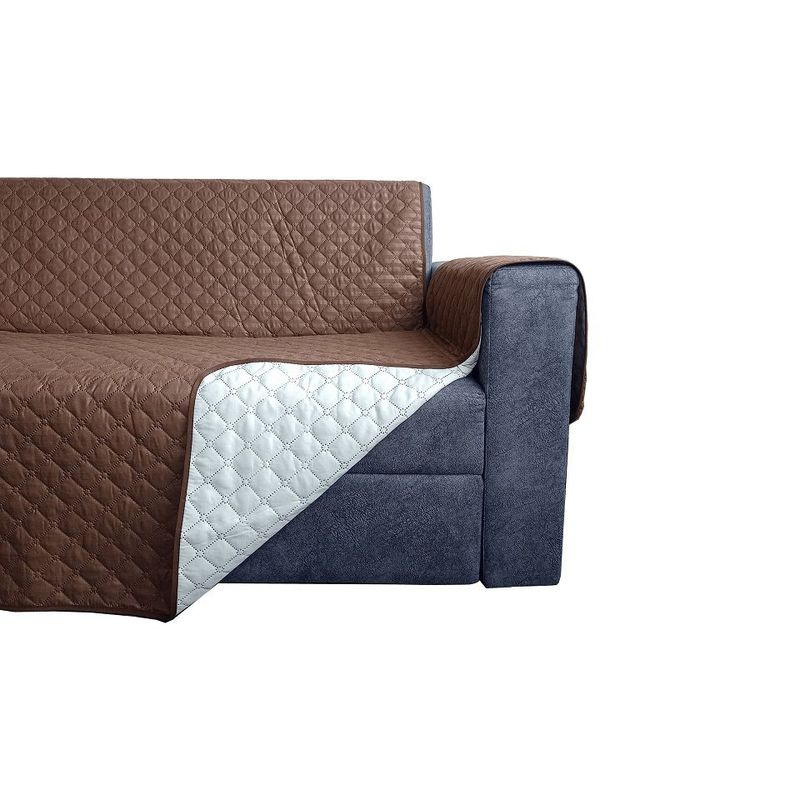 GENERICO - PROTECTOR SOFA FORRO FUNDA DOBLE FAZ  3 PUESTOS CAFE / BEIGE