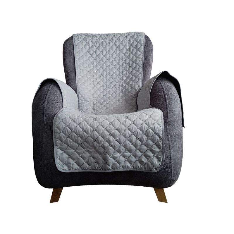 GENERICO - PROTECTOR SOFA FORRO FUNDA DOBLE FAZ 1 PUESTOS GRIS OSCURO/GRIS CLARO