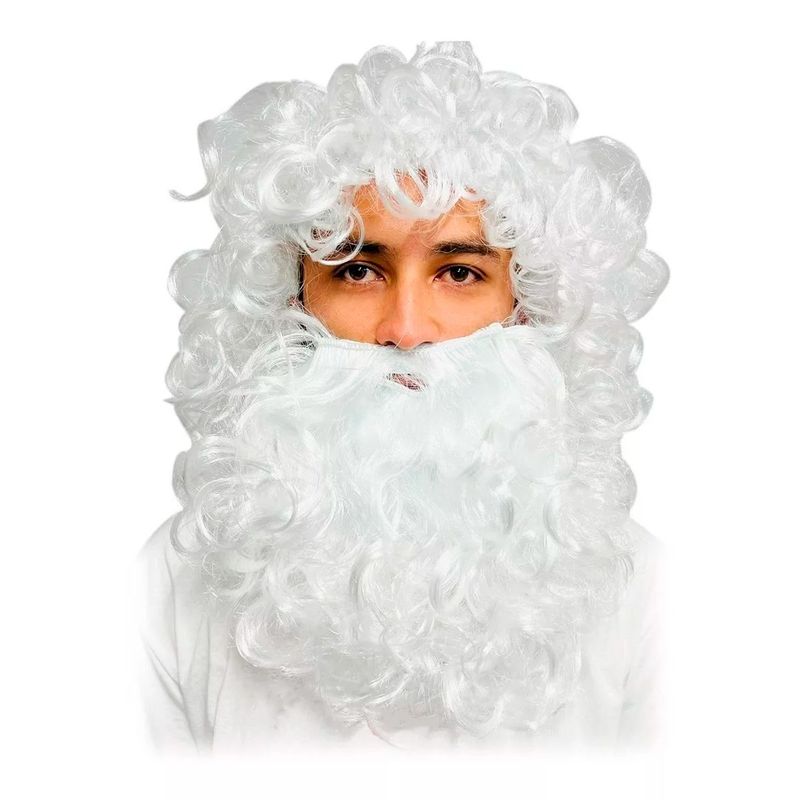 GENERICO - Peluca  Barba Papa Noel Santa Claus Mago Anciano