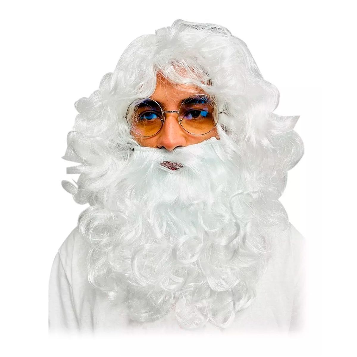 GENERICO - Peluca  Barba  Gafas Papá Noel Santa Claus Mag