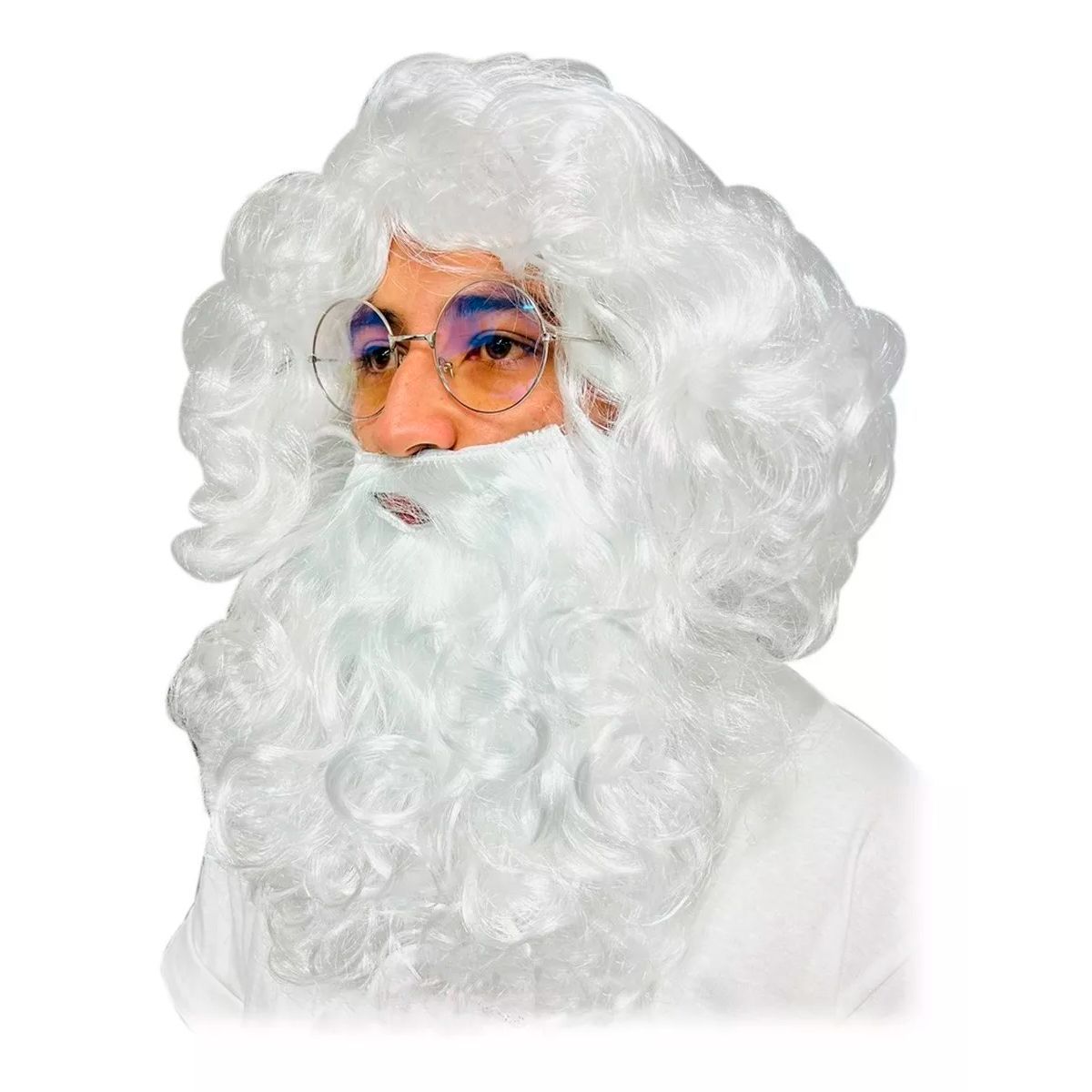GENERICO - Peluca  Barba  Gafas Papá Noel Santa Claus Mag