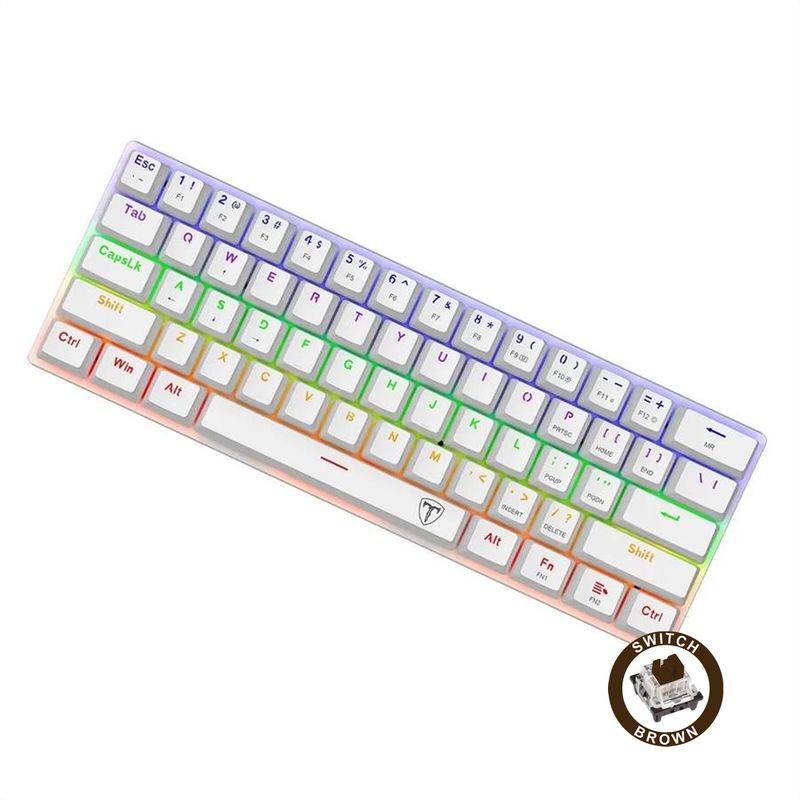 T-DAGGER - Teclado Gamer Mecánico T-DAGGER T-TGK321 Arena 60 Compacto Blanco