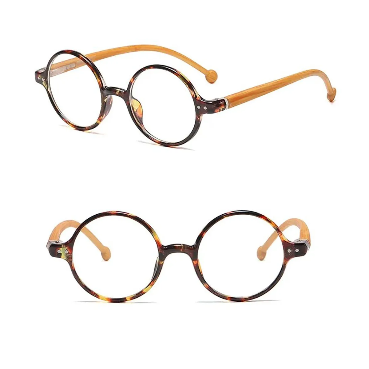 GENERICO - Montura Redonda para Hombres y Mujeres Bloqueo de Luz Azul Cafe