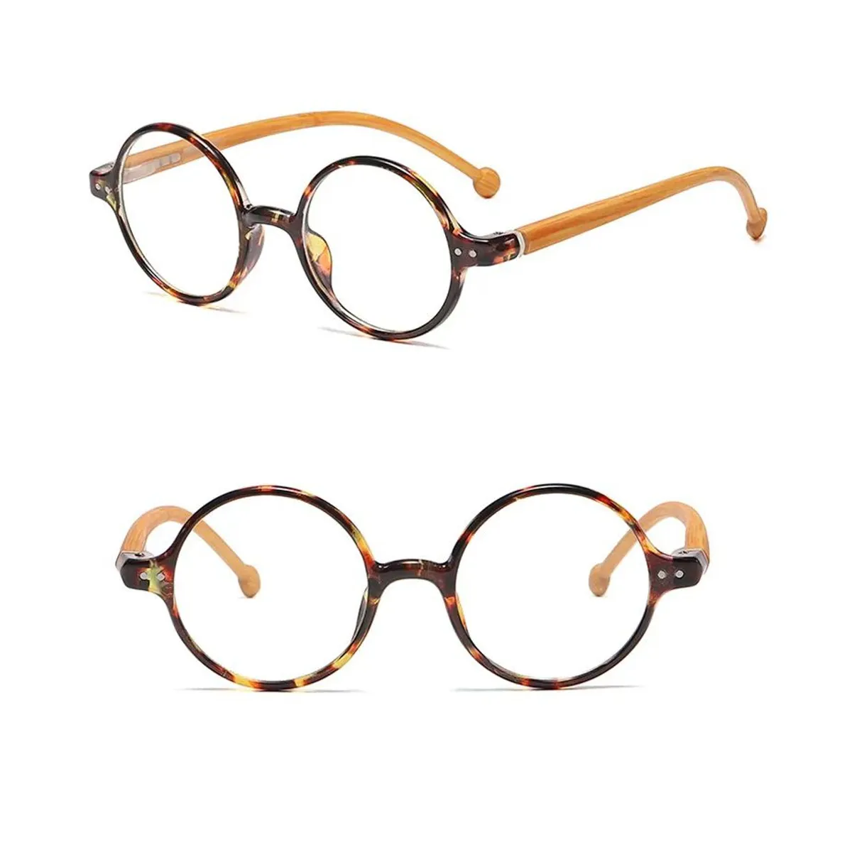 GENERICO - Montura Redonda para Hombres y Mujeres Bloqueo de Luz Azul Cafe