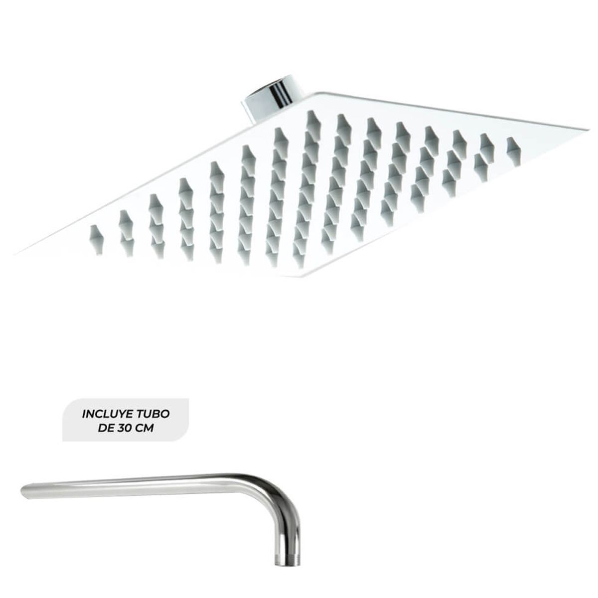 GENERICO - Regadera Ducha Acero Inoxidable Cuadrada 15cm -Incluye Tubo.