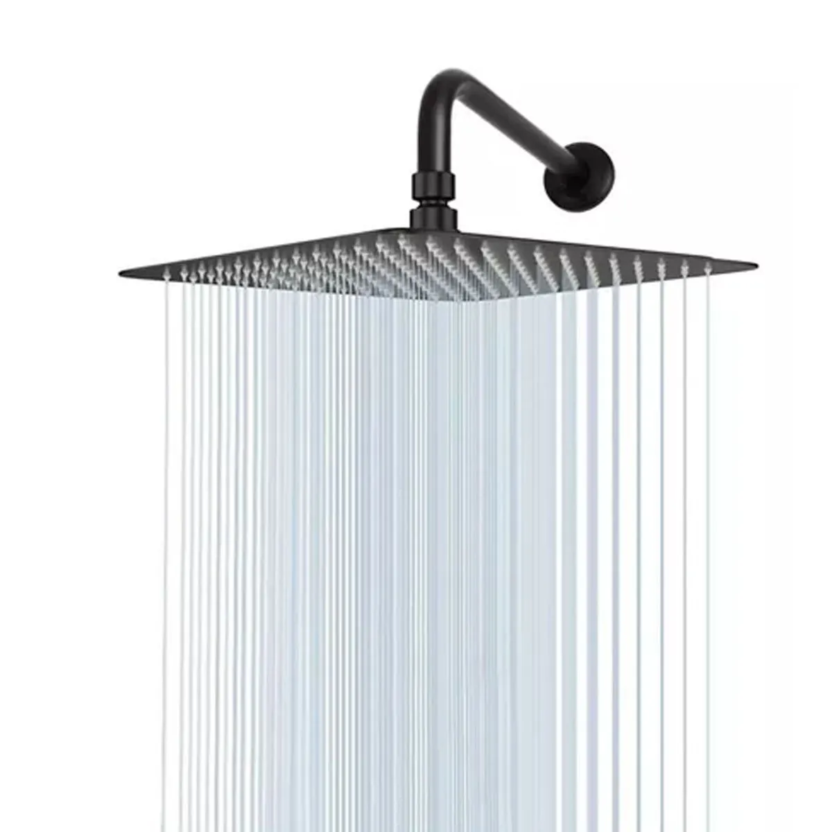 GENERICO - Regadera Ducha Negro Mate  Cuadrada 15cm - incluye Tubo.