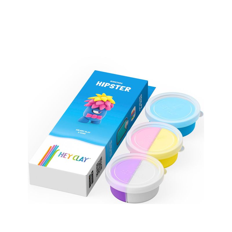 TOY LOGIC - Masa Moldeable Hey Clay Monstruo Hipster x 5 Colores