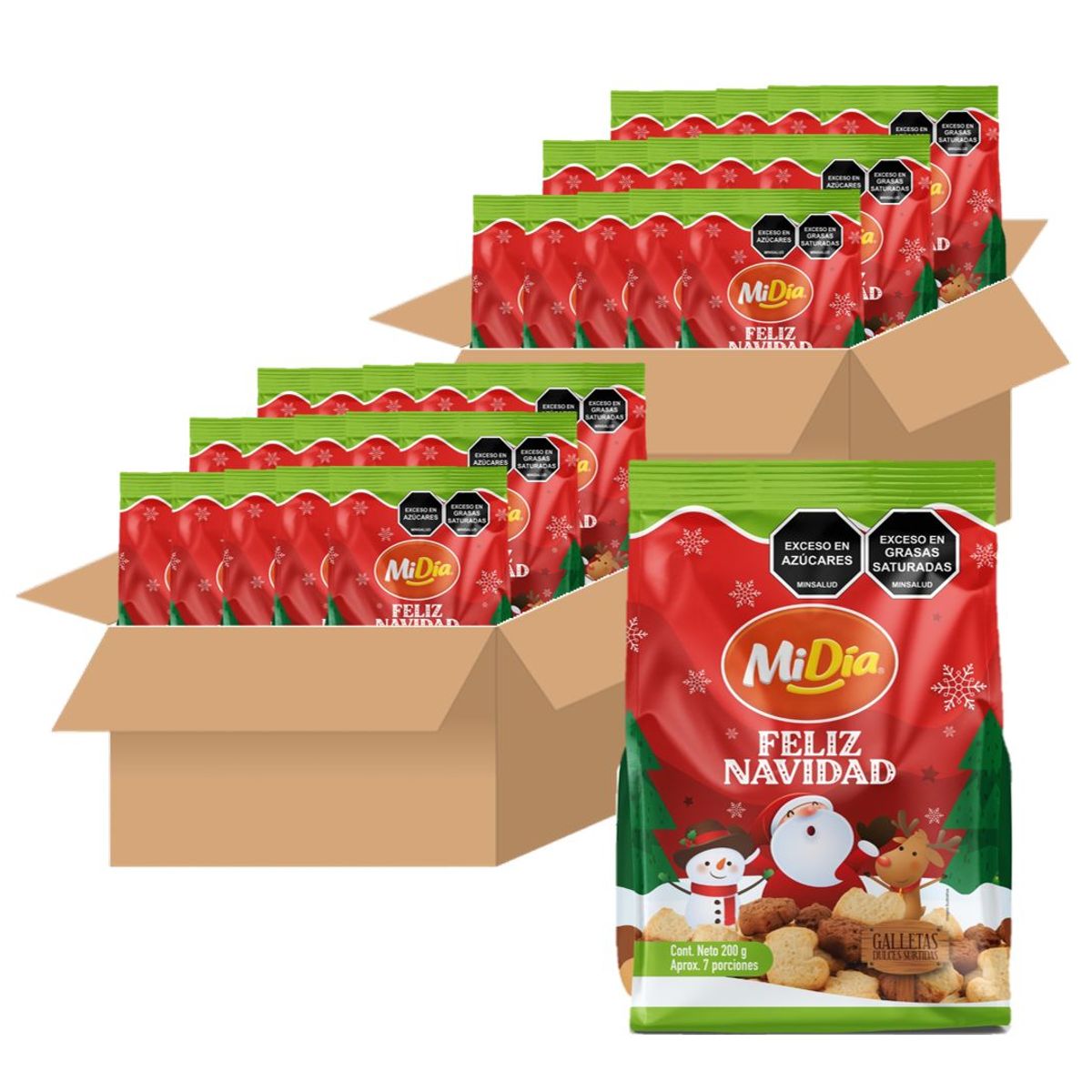 GENERICO - Galletas Dulce Feliz Navidad Mi Día 200 g X 32 Uds.