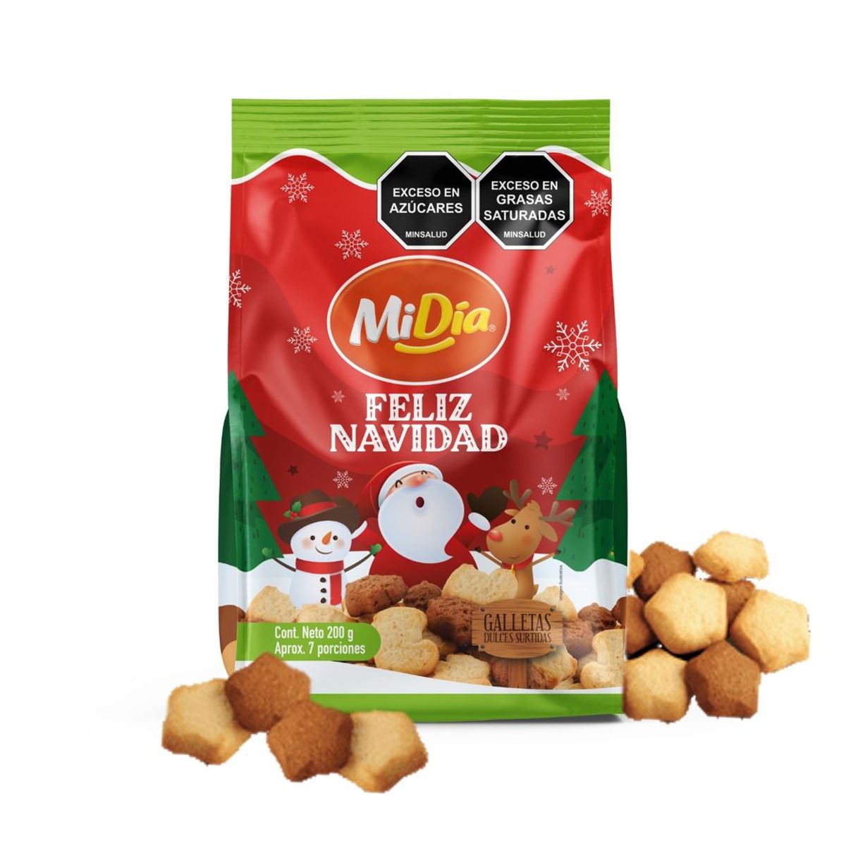 GENERICO - Galletas Dulce Feliz Navidad Mi Día 200 g X 32 Uds.