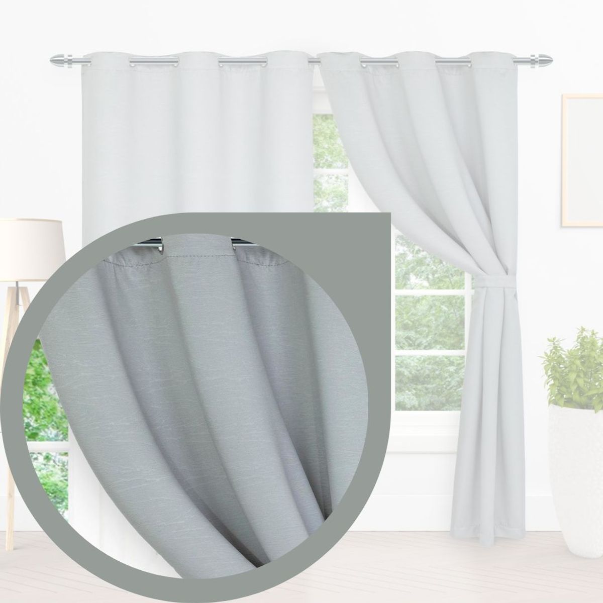 ELEGANT - CORTINA  ANTI-LUZ BLACKOUT  argolla COLOR GRIS 220X260 cm