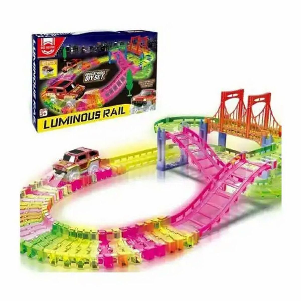 DAYOSHOP - Pista De Puente Tunel Carro Jeep Luces Juguete bateria