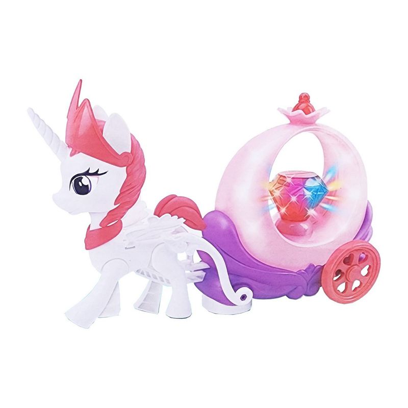 DAYOSHOP - Carruaje Unicornio Juguete Luces Sonido Movimiento  Bateria