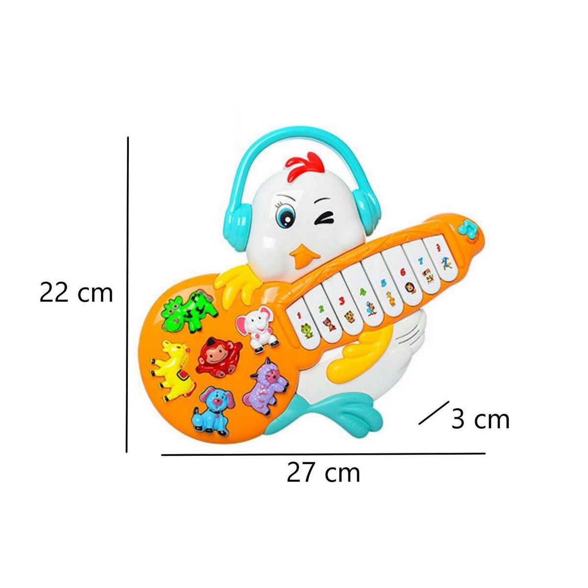 DAYOSHOP - Piano Organeta Pollo Pollito Granja Musica Bebe Niñobateria