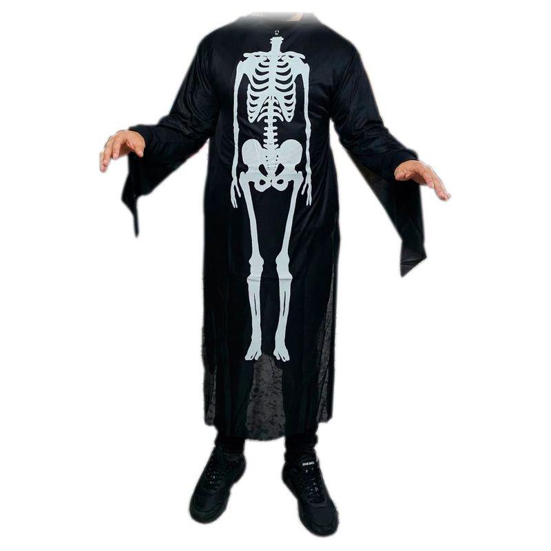 GENERICO - Disfraz Capa Traje Muerte Huesos Esqueleto Calavera adulto