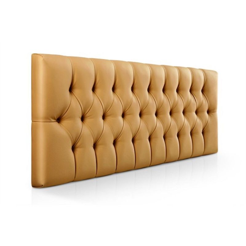 BANZAY - Cabecero Cama Sencilla Capitoneado Ecocuero - Mostaza