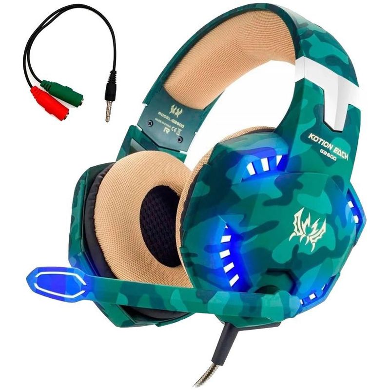 GENERICO - Audifonos Gamer Diadema G2600 Ktion Microfono Camuflaje Usb Led
