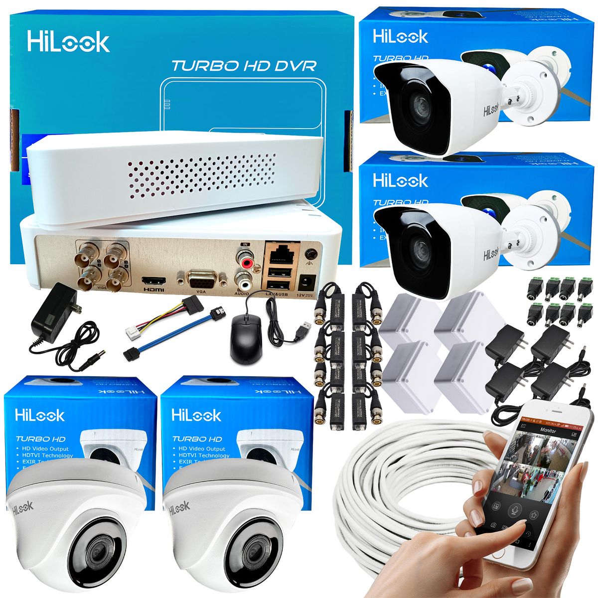 HILOOK - KIT HIKVISION HILOOK DVR 4CH 1080P + 4 CÁMARAS DE SEGURIDAD CCTV