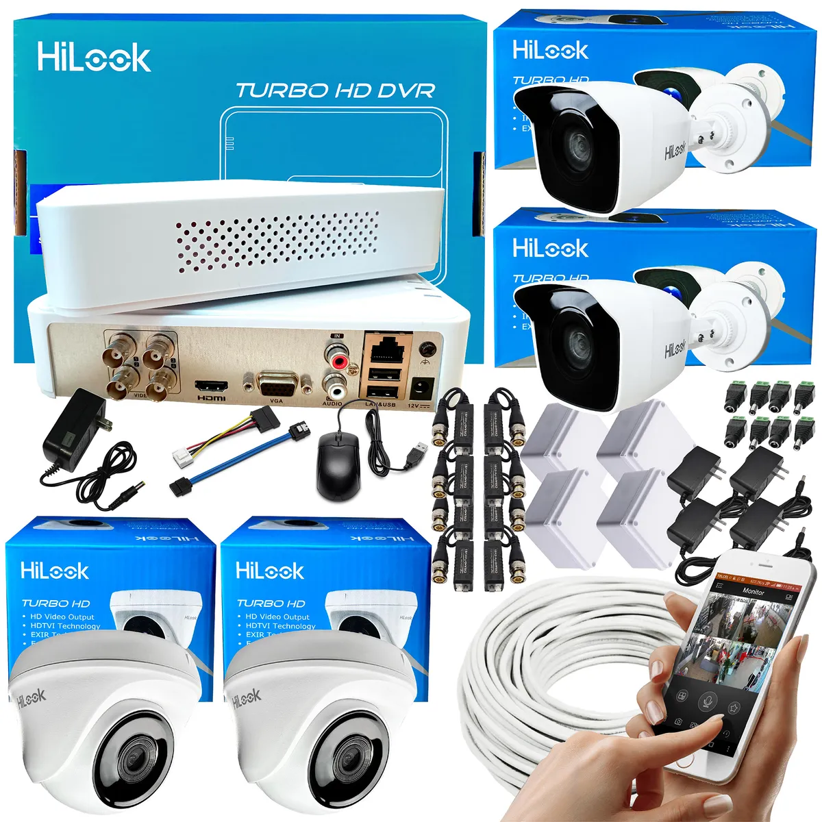 HILOOK - KIT HIKVISION HILOOK DVR 4CH 1080P + 4 CÁMARAS DE SEGURIDAD CCTV