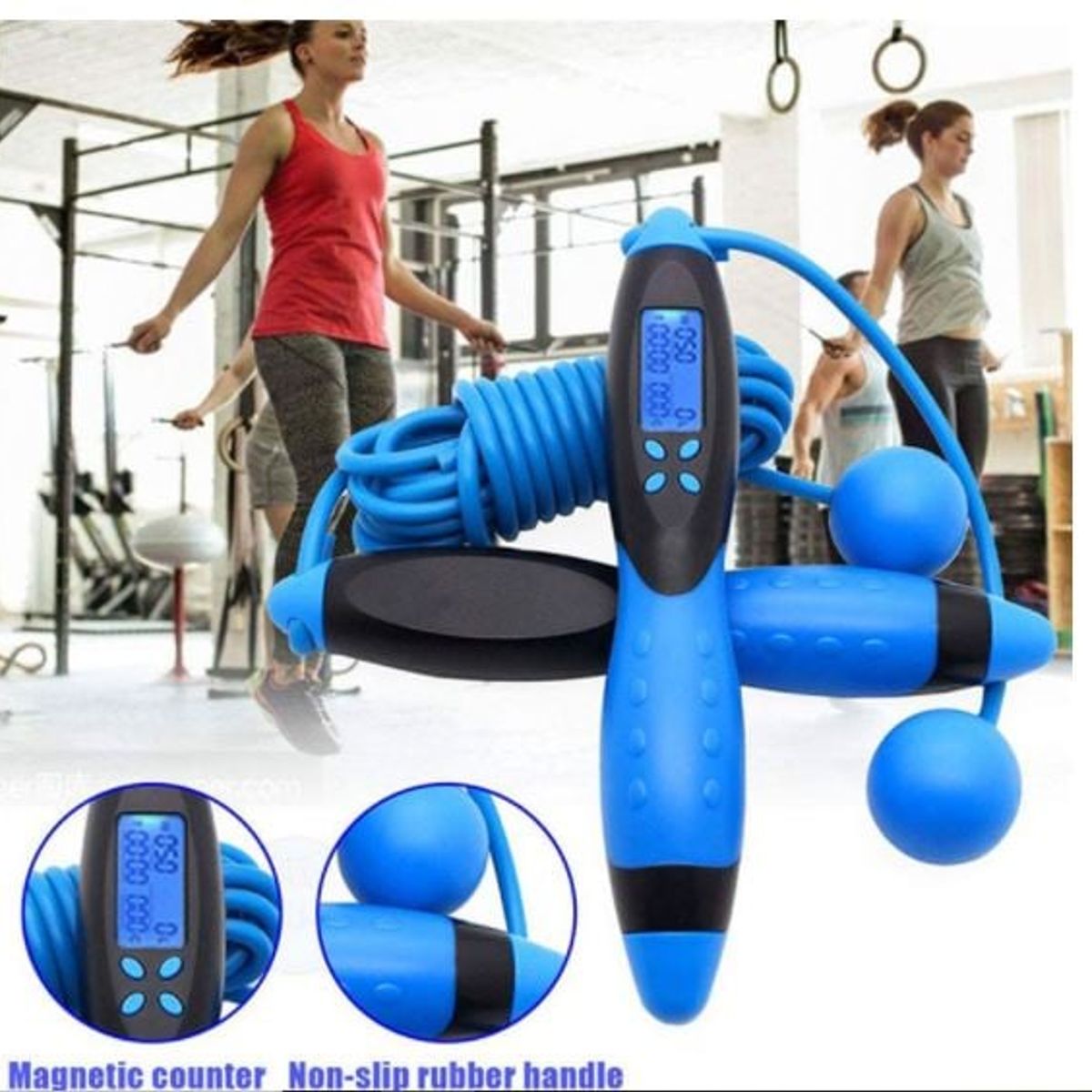 GENERICO - CUERDA PARA SALTAR CON CONTEO DIGITAL  MAS PESOS