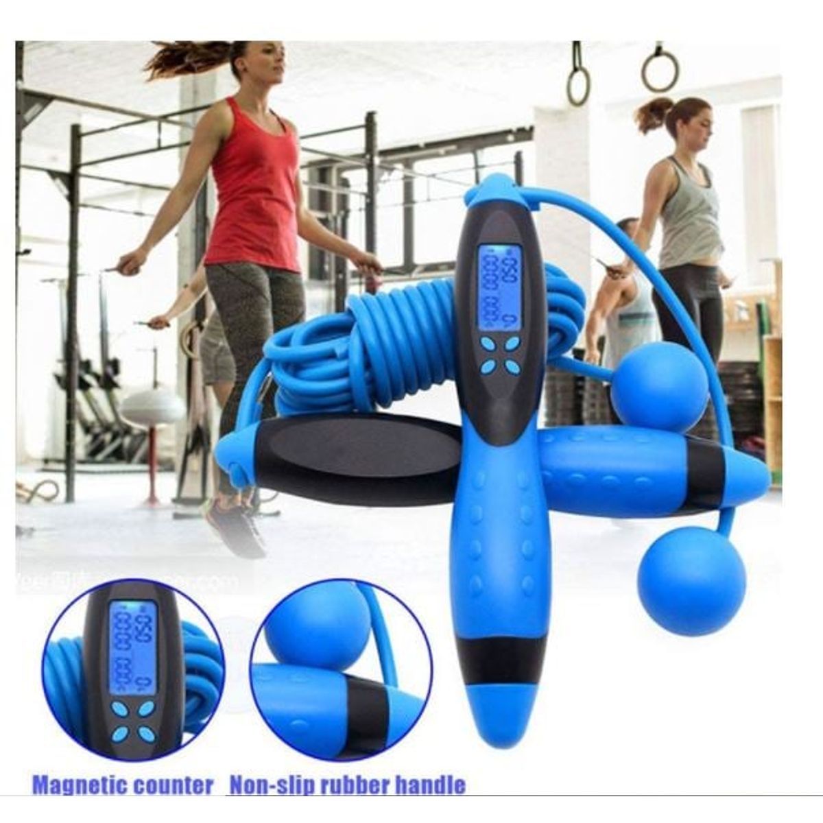 GENERICO - CUERDA PARA SALTAR CON CONTEO DIGITAL  MAS PESOS