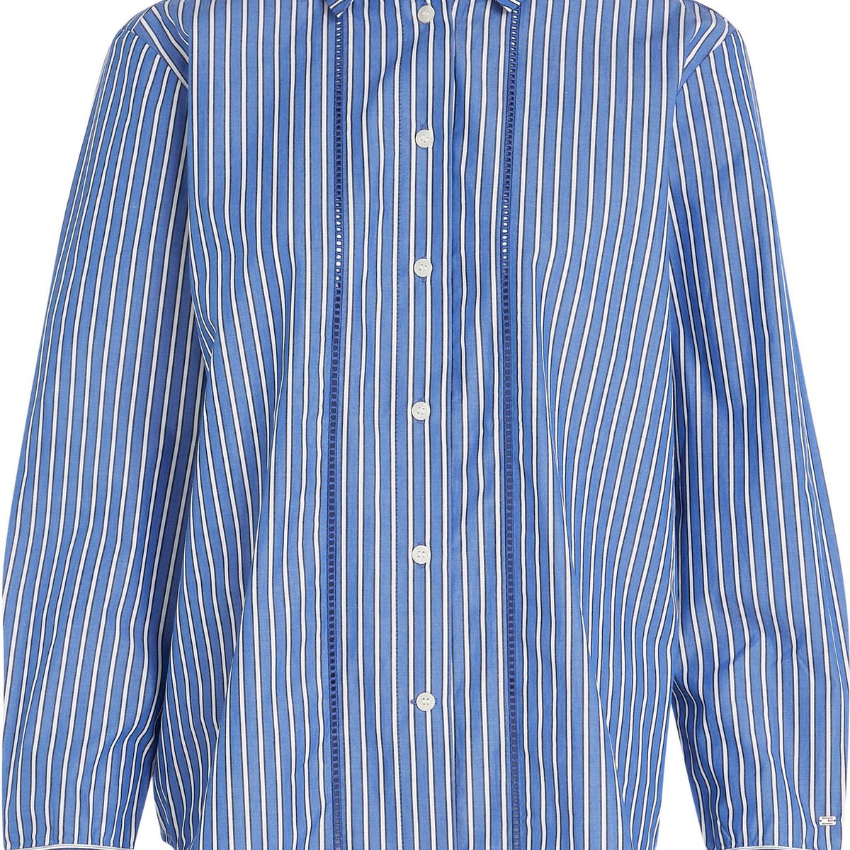 TOMMY HILFIGER - Camisa A Rayas De Corte Regular Mujer Azul Tommy Hilfiger