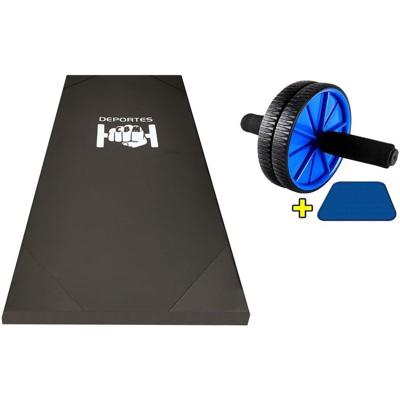 DEPORTES CBM - Kit abdominal colchoneta  mas rodillo abdomen doble rueda