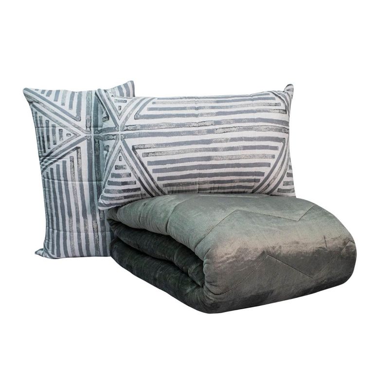 REALTEX - Edredón  Acolchado Real Tex Doble Faz Confort Flannel  Línea Gris y Flannel Gris