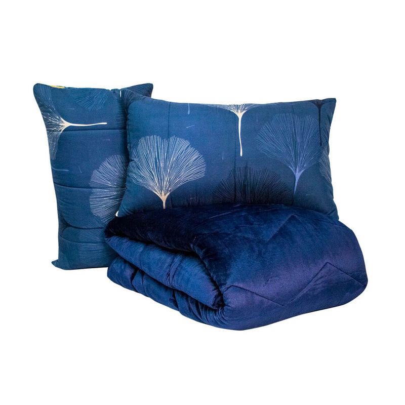 REALTEX - Edredón  Acolchado Real Tex Doble Faz Confort Flannel  Medusas y Flannel Azul