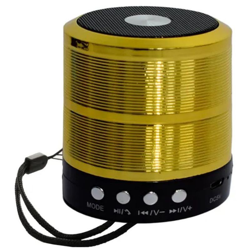 GENERICO - Mini Parlante Portátil Bluetooth WS-887 Dorado Inalámbrico Android iOS