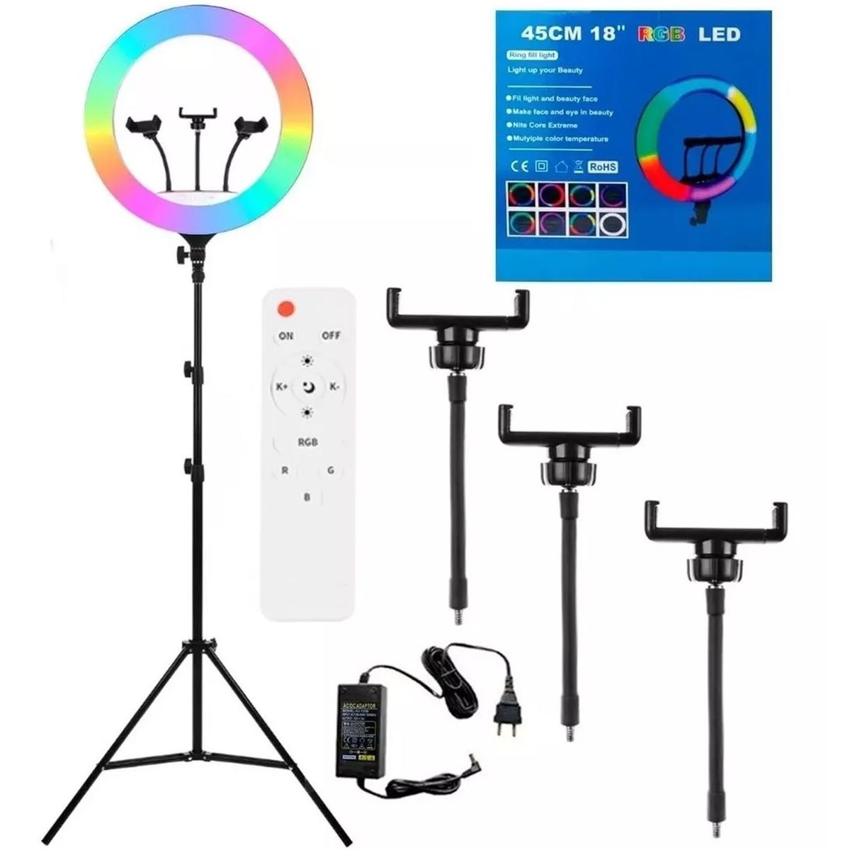 ONE PIXEL - Aro De Luz Led 45 CM TikTok Trípode 2.20 mts Rbg + Control