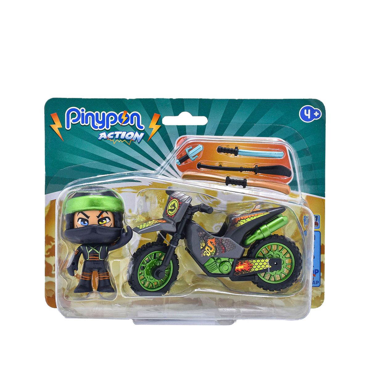 PINYPON - Figura Pinypon Action Ninja con Moto