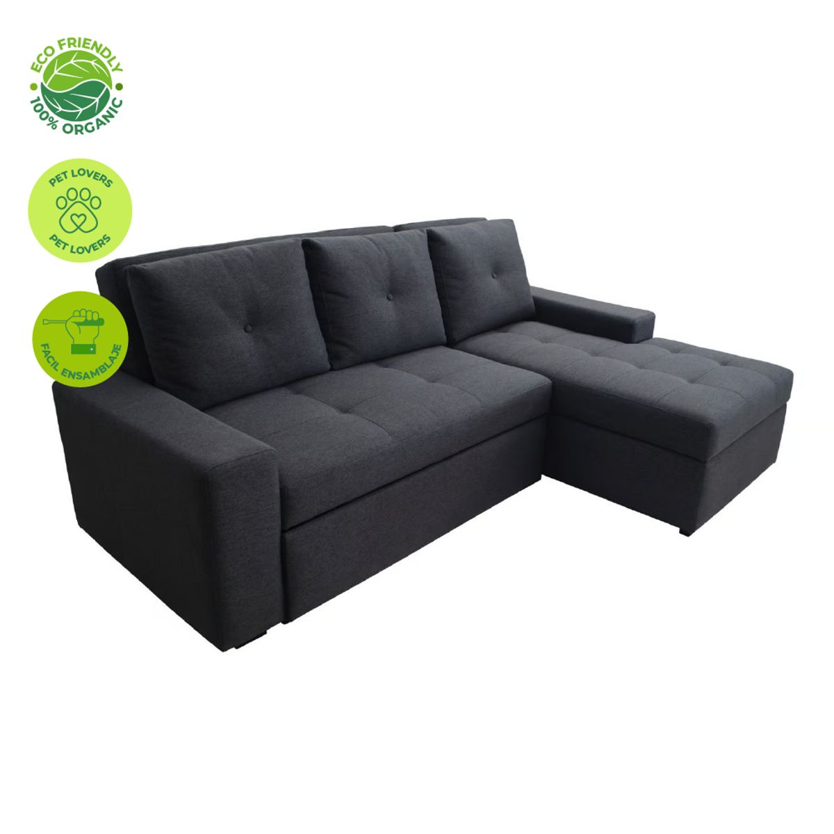 GENERICO - Muebles Modernos en L Sala Danubio con Sofá esquinero en Color Gris