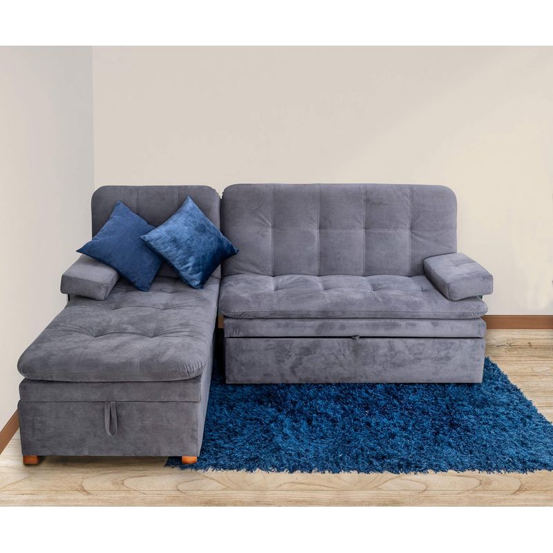 GENERICO - Muebles Modernos en L Sala Pequeña con Sofá esquinero en Color Gris