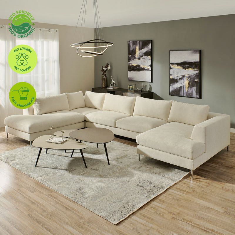 GENERICO - Muebles Modernos en L Sala con Sofá esquinero Blanco