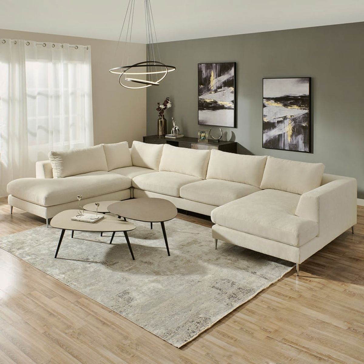 GENERICO - Juego de Sala Escandinavo Sofá en L Esquinero Versátil Blanco