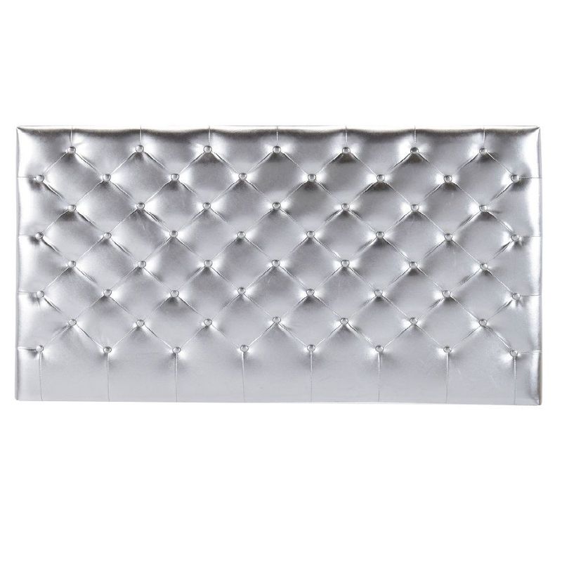 BANZAY - Cabecero Cama Sencilla Capitoneado Ecocuero - Plateado
